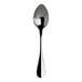 A close-up of a WNK Baguette stainless steel oval bowl soup/dessert spoon with a silver handle.