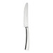 A close up of a WNK Zen stainless steel dinner knife with a silver handle.