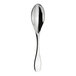 A close-up of a WNK Ovation stainless steel teaspoon with a long handle.