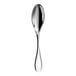 A close-up of a WNK Ovation stainless steel demitasse spoon with a long silver handle.