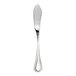 A silver WNK Leopardi butter spreader with a long blade and handle.