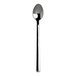 A close up of a WNK Chatsworth stainless steel iced tea spoon with a long handle.