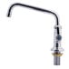A silver Equip by T&S deck mount faucet with metal lever handles.