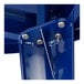 A close-up of a blue metal Lancaster Table & Seating table piece.