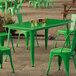 A Lancaster Table & Seating jade green table and chair.