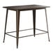 A Lancaster Table & Seating copper rectangular bar height table with a metal frame.