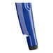 A blue plastic object with a black handle and black rubber caps.