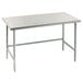 A white rectangular Advance Tabco stainless steel work table with metal legs.