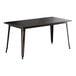 A Lancaster Table & Seating Alloy Series distressed black table with metal legs.