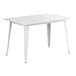 A white rectangular Lancaster Table & Seating outdoor table with legs.