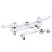 A chrome Equip by T&S deck-mounted workboard faucet with 8" centers and wrist handles.
