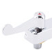 An Equip by T&S deck mounted workboard faucet with wrist handles and a swing spout.