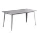 A grey rectangular Lancaster Table & Seating outdoor table with metal legs.