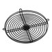 A black metal grid with a circular design.