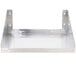 A close-up of a silver stainless steel shelf with holes.