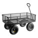 A black metal Lavex utility cart with four wheels.