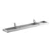 A long rectangular aluminum shelf with two shelves on it.