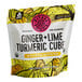 A bag of Pitaya Foods IQF Organic Ginger Lime Turmeric Wellness Cubes with text on it.