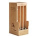 A World Centric touchless cutlery dispenser in a wooden box.