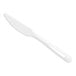 A World Centric white TPLA knife refill sleeve with a white knife with a handle.