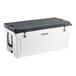 A white CaterGator outdoor cooler with a black lid.