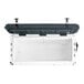 A white and black CaterGator outdoor cooler with the lid open.