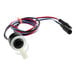 A wire harness with white, black, and red wires.