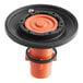 An American Standard diaphragm assembly for a toilet flush valve with black and orange plastic parts.