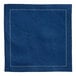 A navy blue cotton cloth napkin with white stitching.