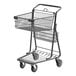 A Regency gray shopping cart with one basket on wheels.