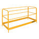 A yellow Metaltech guardrail frame with metal bars.