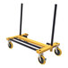 A yellow and black Metaltech Multi-Use Drywall H-Cart with two black wheels.