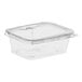 A case of 200 Inline Plastics rectangular clear plastic containers with flat lids.