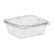 A case of 150 clear Inline Plastics rectangular deli containers with flat lids.