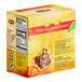 A yellow and orange box of Lipton English Breakfast Pyramid Tea Bags with text and images.