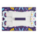 A white rectangular bakery box with a purple and white Dia de los Muertos design.