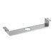 A metal bracket with a hole in the middle.