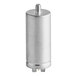 A silver cylindrical capacitor with a screw on top.