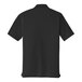 A Port Authority black short sleeve polo shirt with a collar.