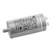 A silver metal Noble Warewashing capacitor with a white label.