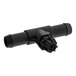 A black plastic pipe with a nozzle.