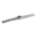 A grey plastic wash arm assembly with a circular end and a hole with a nut on it.