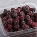 A plastic container of Wyman's frozen blackberries.