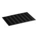A black rubber scraper mat with a wave pattern, drainage holes, and a beveled edge.