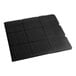 A black 3' x 3' rubber interlocking gym floor mat with a diamond pattern top and 1/2 inch thickness.