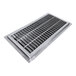 A stainless steel IMC/Teddy floor trough grate with metal grids.