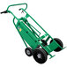 A green Valley Craft 4-wheel steel drum truck with pneumatic wheels.