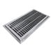 A stainless steel IMC/Teddy floor trough grate with grids.