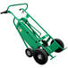 A green Valley Craft 4-wheel steel drum truck with pneumatic wheels.