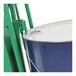 A green and white Valley Craft steel drum on a Valley Craft steel drum truck with pneumatic wheels.